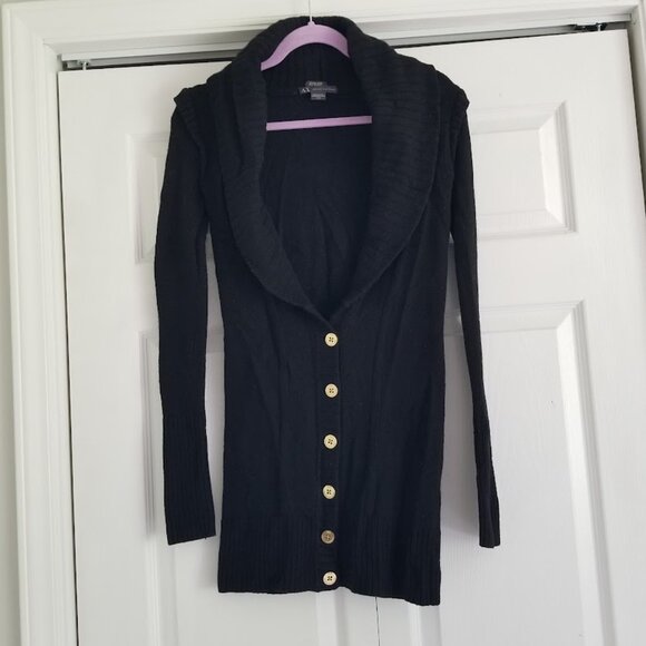 Armani Exchange Women's Cardigan X-Small Black Gold Cashmere Angora Wool Silk - Picture 1 of 3